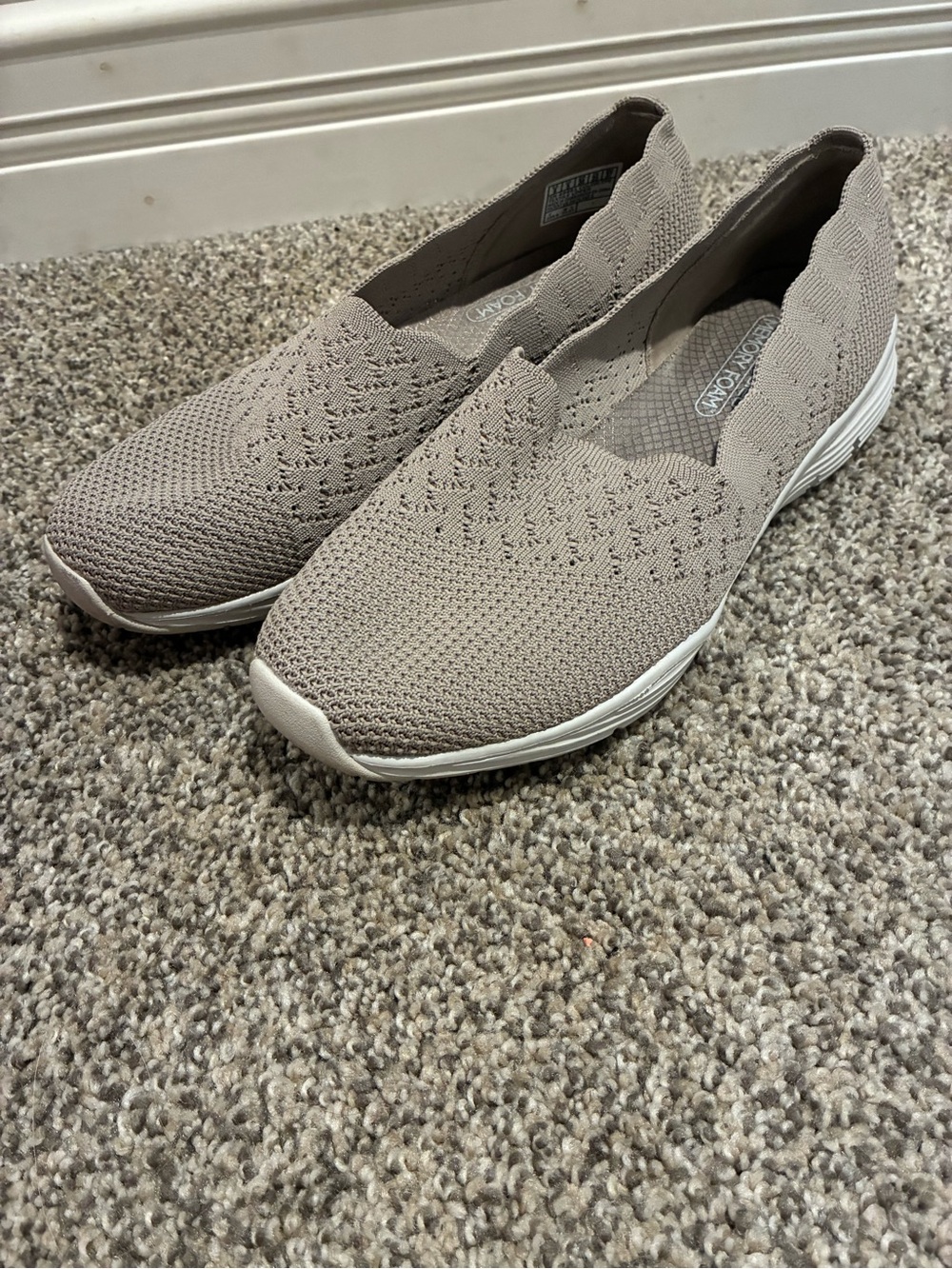Skechers Slip-On Knit Sneakers in Light Taupe - Picture 4 of 9